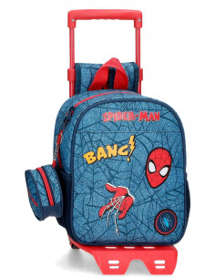 MOCHILA ADAP. 25CM. C/CARRO. SPIDERMAN DENIM